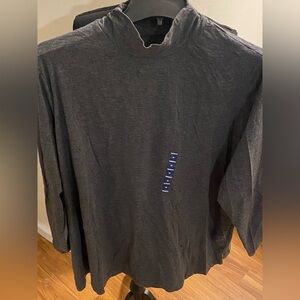 Lands' End NWT Woman’s Coal-Heather-Gray Long Scrunched  Sleeve Mock Neck Shirt